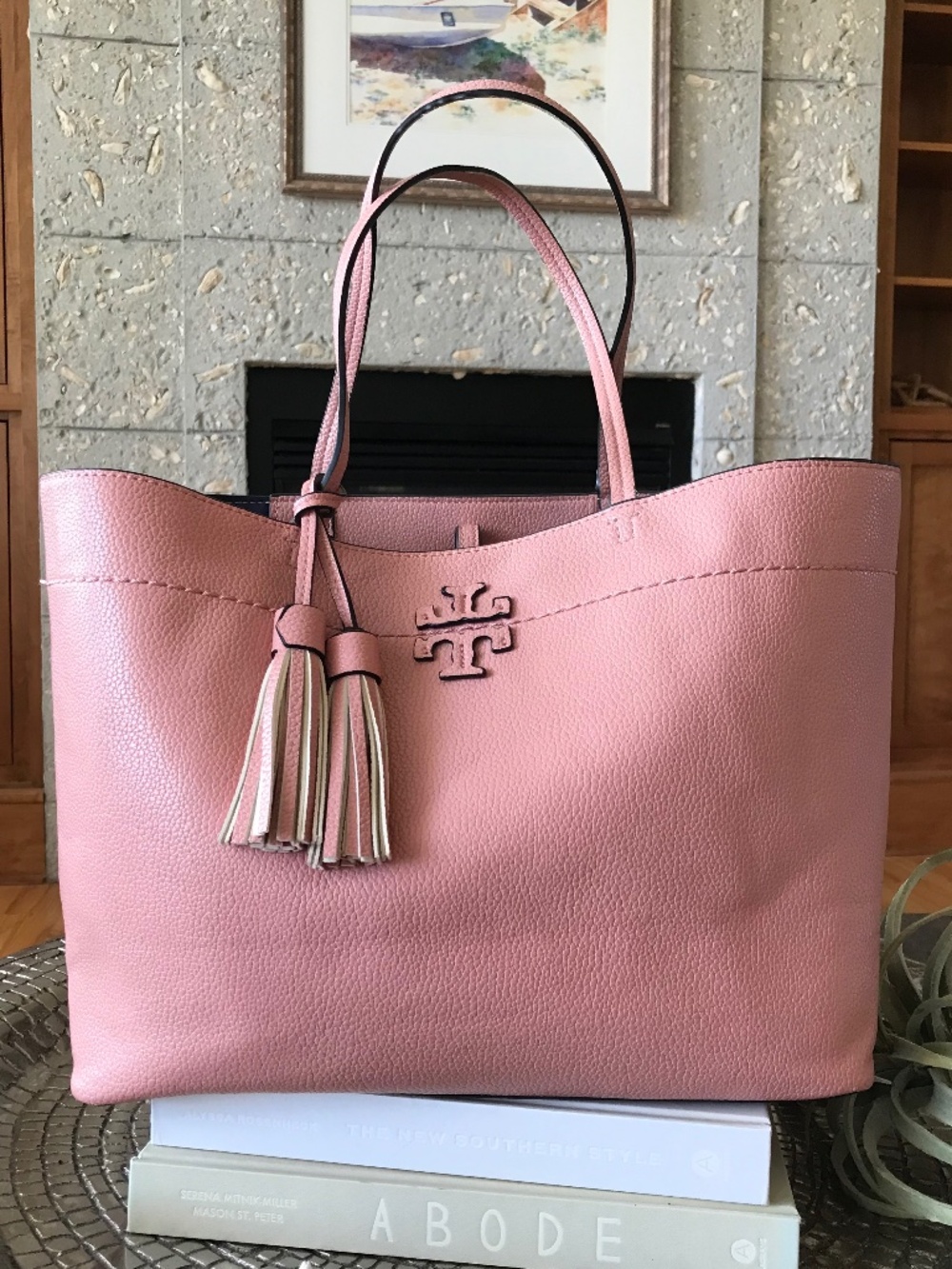 COQUETTE 🔥 TORY BURCH SOFT PINK LEATHER LARGE TOTE